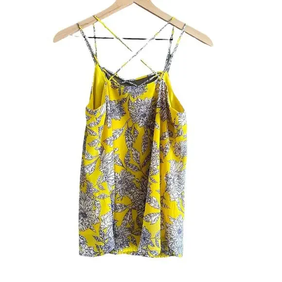 Japna Yellow Floral Spaghetti Strap Flowy Tank Top Medium - Picture 5 of 6